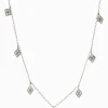 Hanging Cubic Zirconia Diamonds Necklace Rhodium