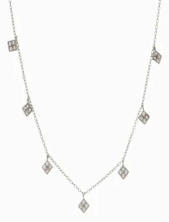 Hanging Cubic Zirconia Diamonds Necklace Rhodium