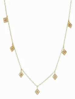 Hanging Cubic Zirconia Diamonds Necklace Gold