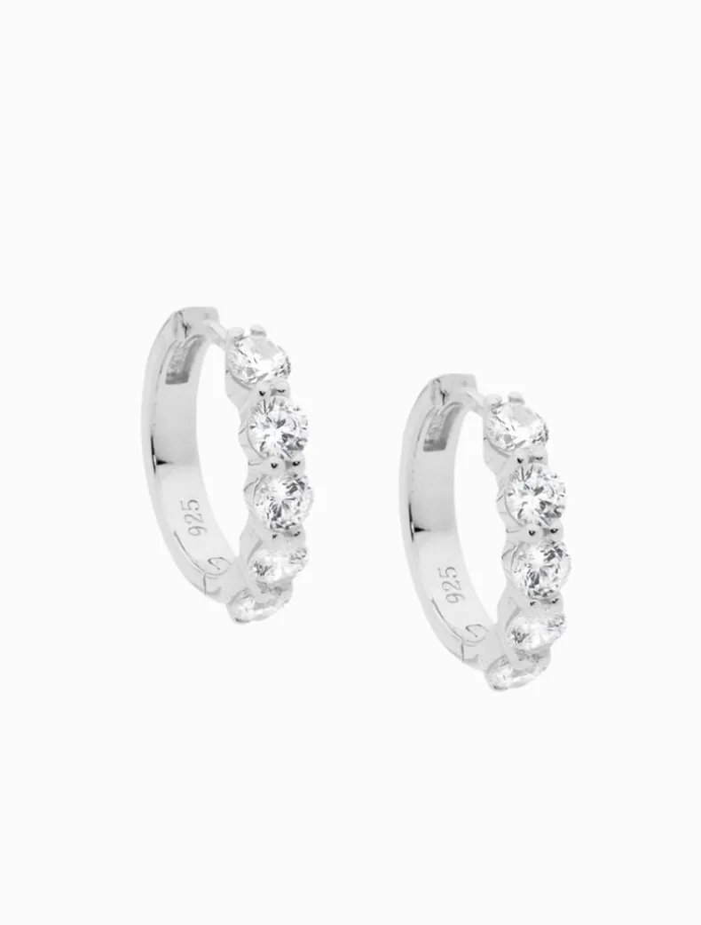 Hoop Earrings Cubic Zirconia Rhodium