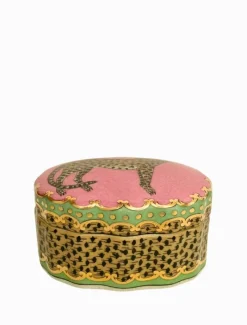 Isla Trinket Box Leopardo Green
