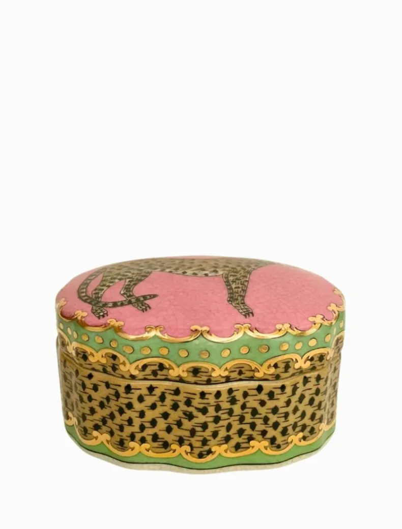Isla Trinket Box Leopardo Green