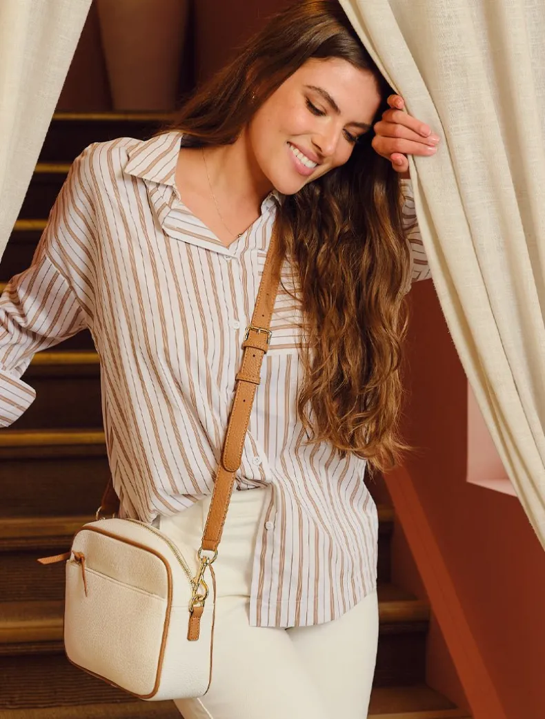 Izzy Stripe Shirt Caramel - FINAL SALE
