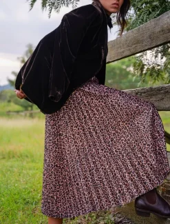 Jane Pleat Skirt Leopard