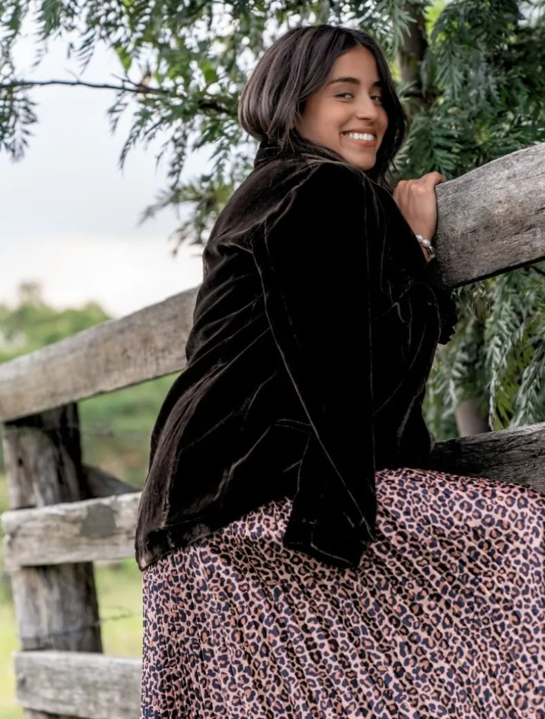 Jane Pleat Skirt Leopard