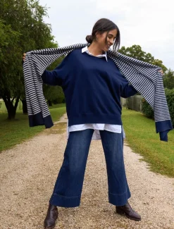 Joseph Cashmere Scarf Navy grey