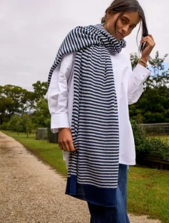 Joseph Cashmere Scarf Navy grey
