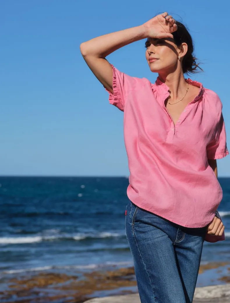 Kell Bell Linen Shirt Pink