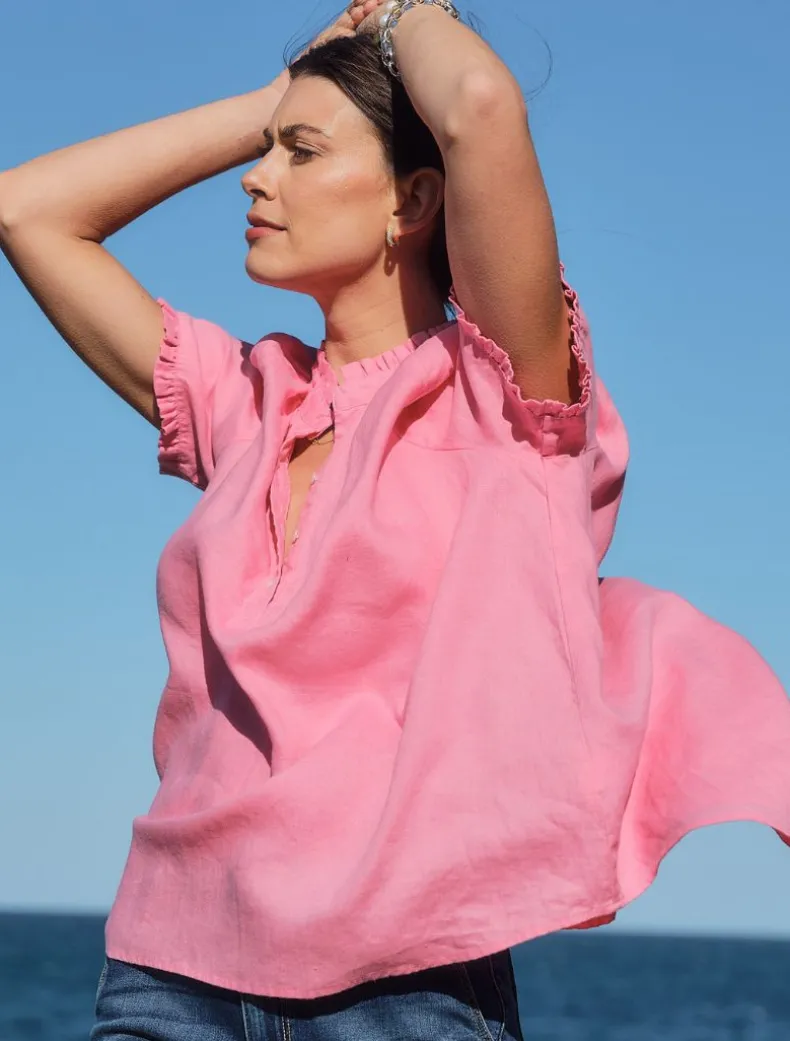 Kell Bell Linen Shirt Pink