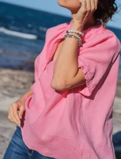 Kell Bell Linen Shirt Pink