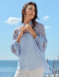 Kell Gingham Top Ice Blue- FINAL SALE