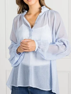 Kell Gingham Top Ice Blue- FINAL SALE