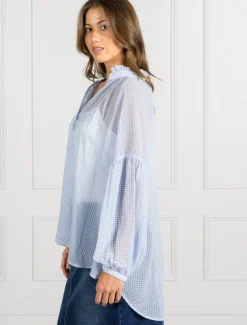Kell Gingham Top Ice Blue- FINAL SALE