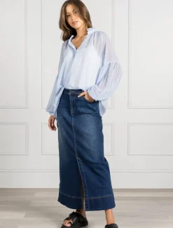 Kell Gingham Top Ice Blue- FINAL SALE