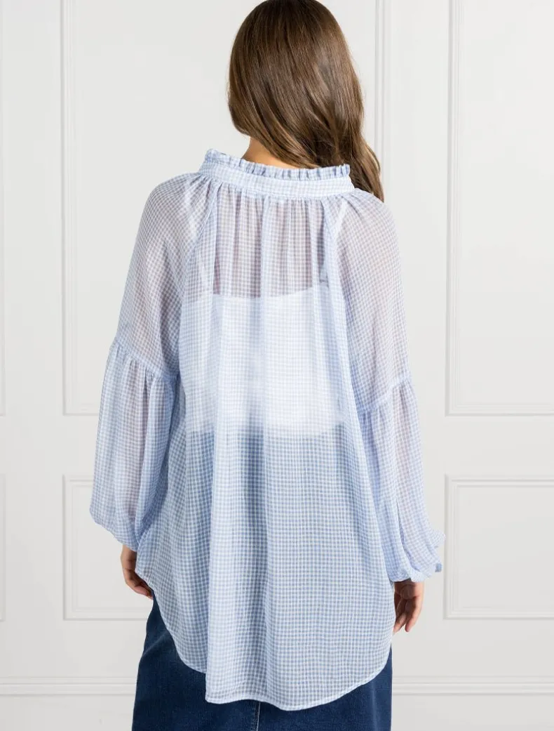 Kell Gingham Top Ice Blue- FINAL SALE