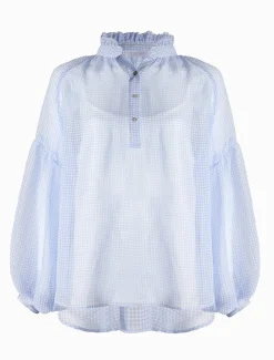 Kell Gingham Top Ice Blue- FINAL SALE