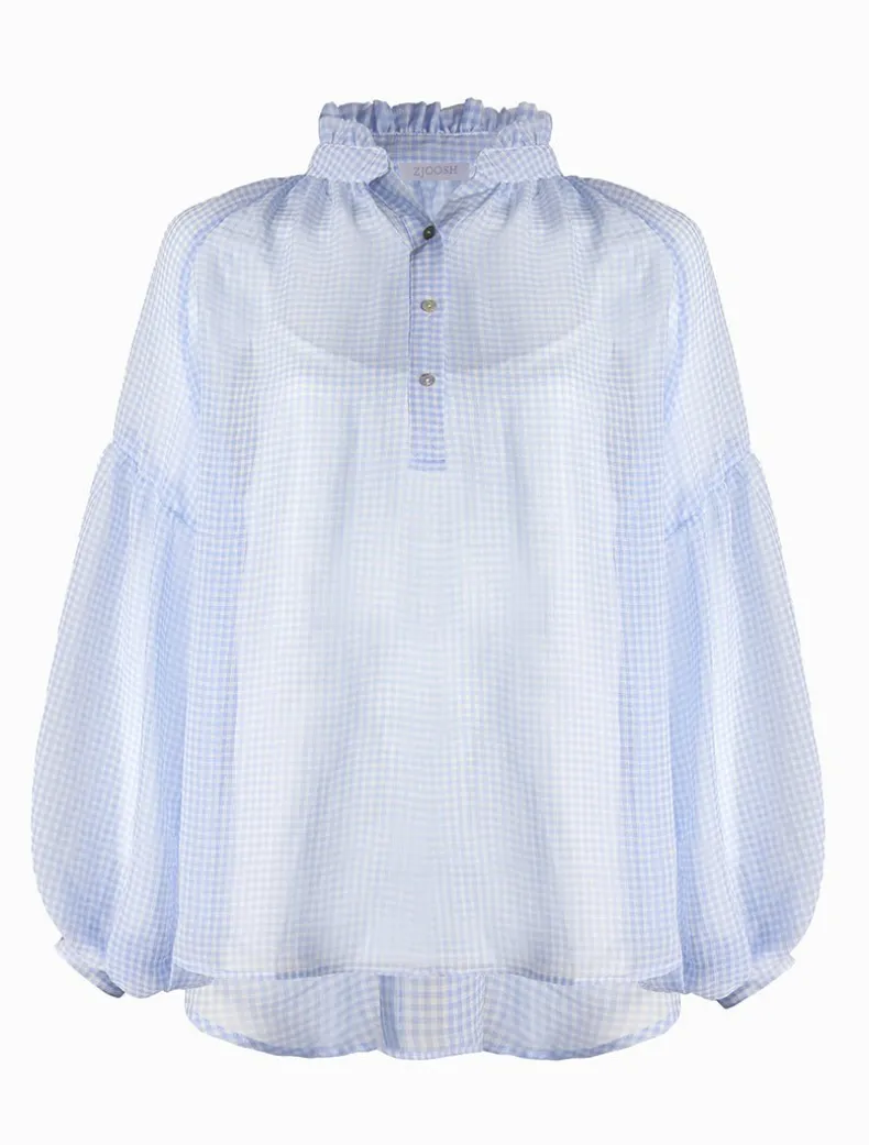 Kell Gingham Top Ice Blue- FINAL SALE