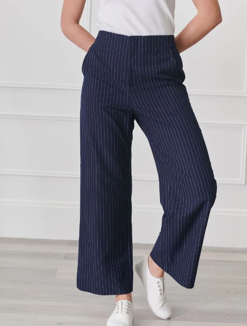 Kirsty Chalk Striped Pant Navy
