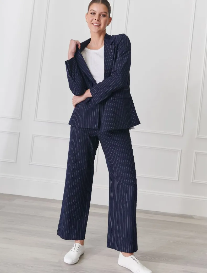 Kirsty Chalk Striped Pant Navy