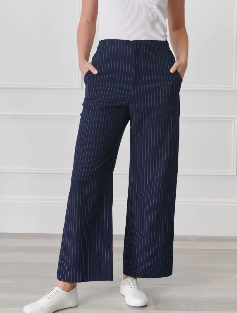 Kirsty Chalk Striped Pant Navy