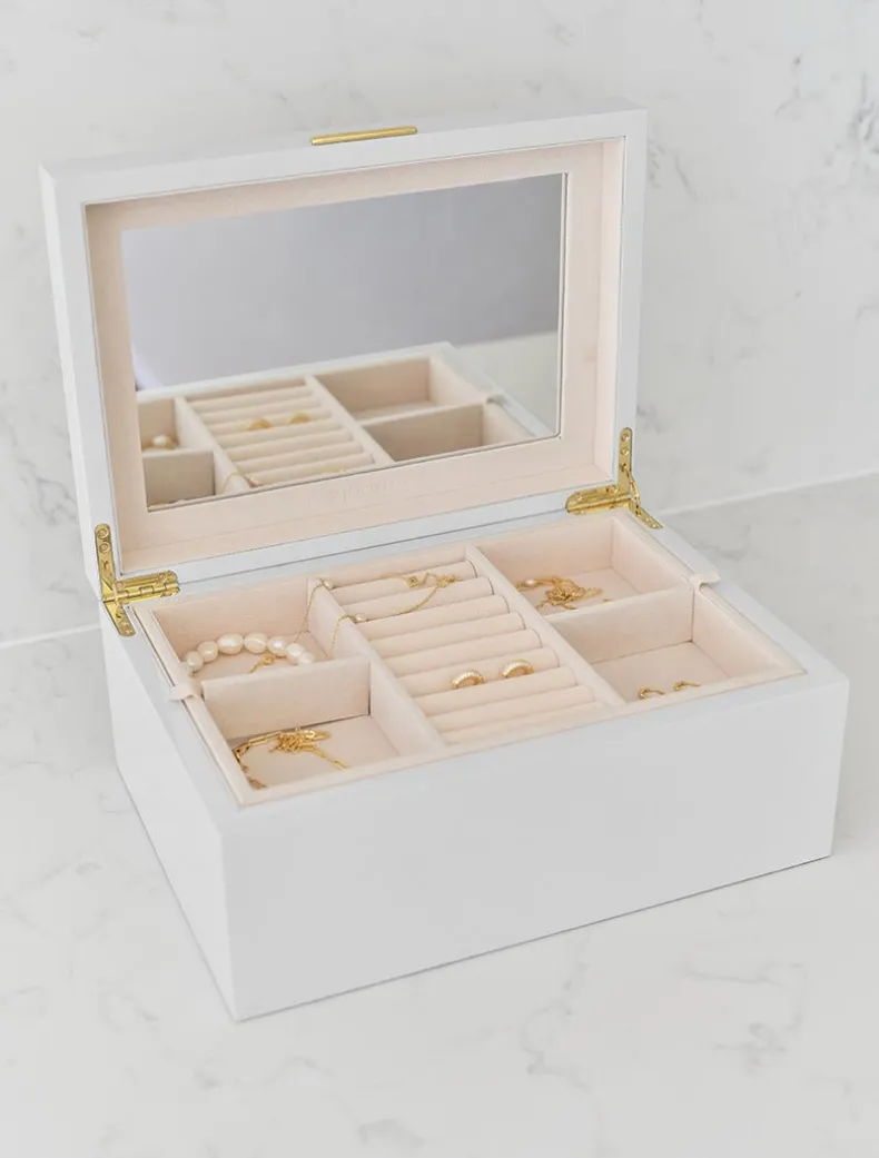 Lacquered Jewellery Box White Large