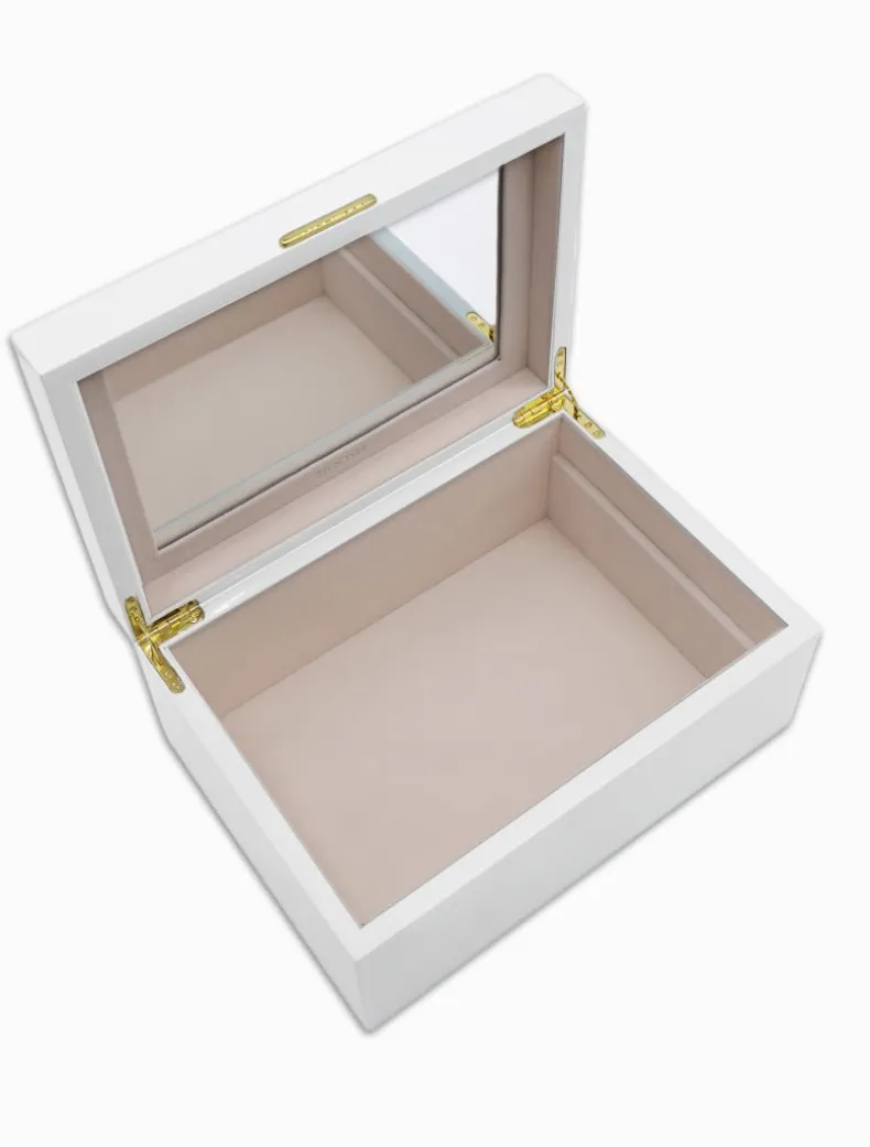 Lacquered Jewellery Box White Large