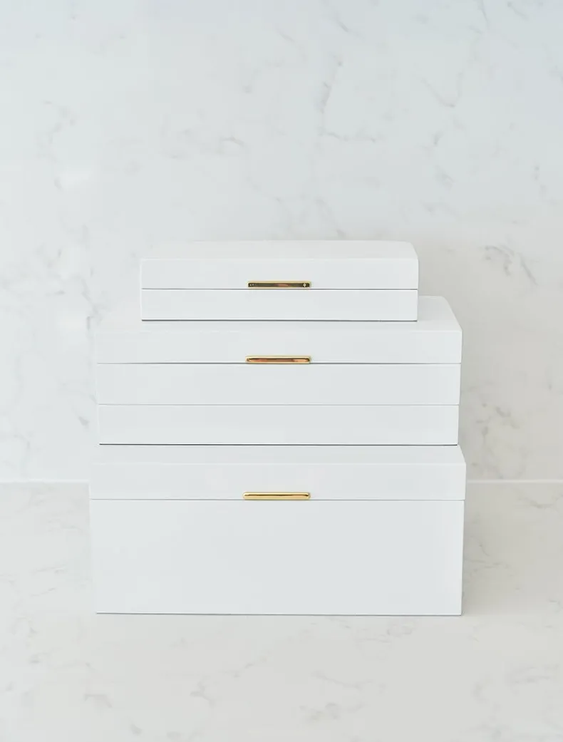 Lacquered Jewellery Box White Large