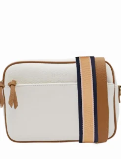 Leah Cross Body Bag Dual Tone White Tan