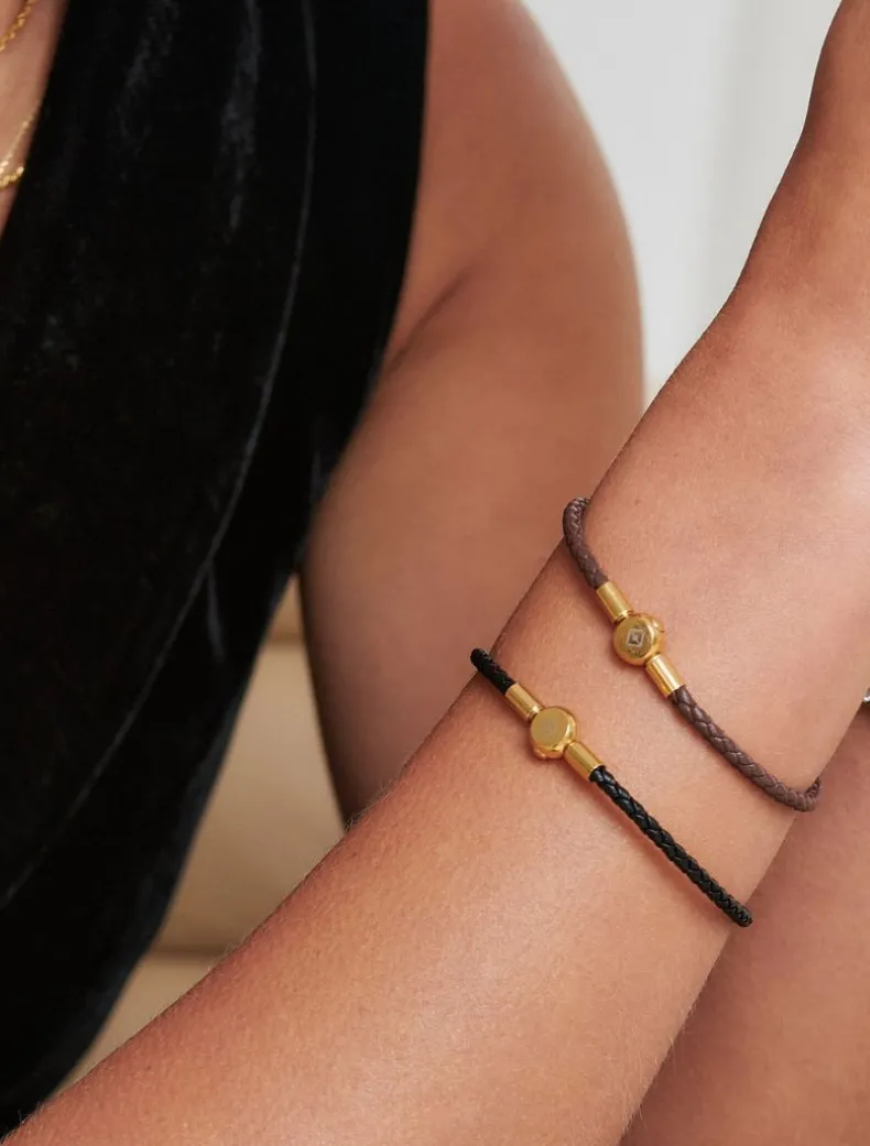 Leather Insignia Bracelet Black