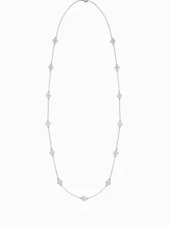 Long Clover Necklace Silver