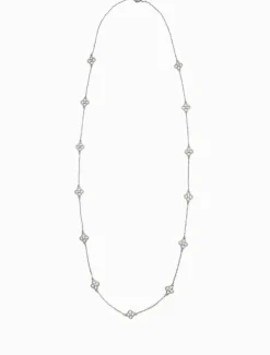 Long Clover Necklace Silver