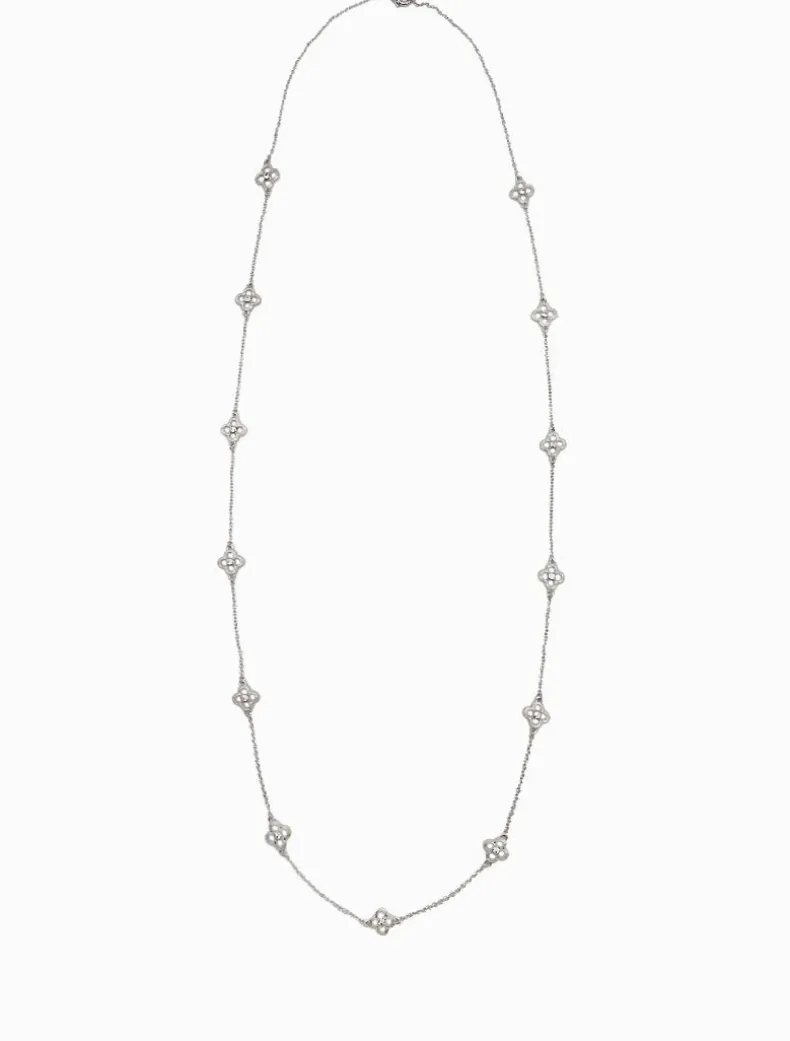 Long Clover Necklace Silver