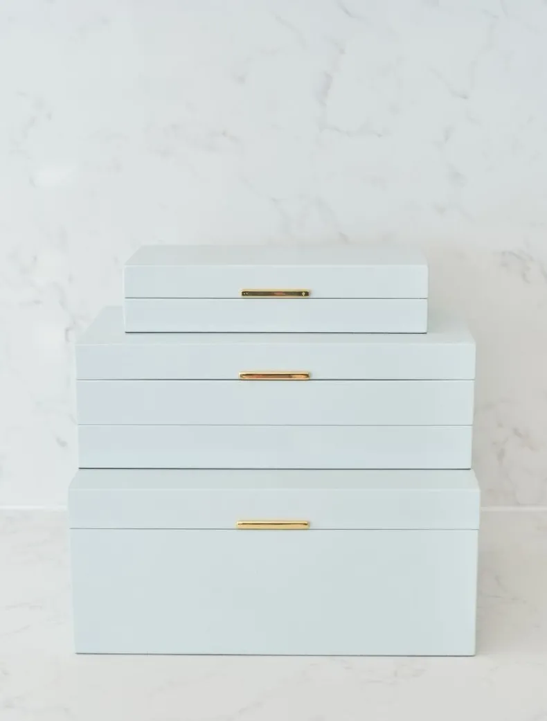Long Lacquered Jewellery Box Blue