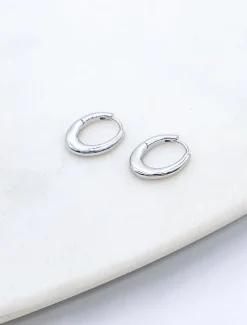 Long Oval Hoops Silver