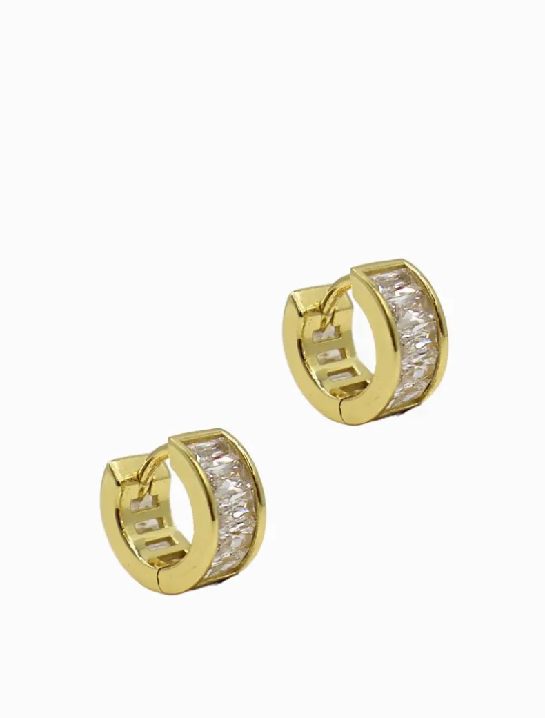 Lucienne Baguette Huggie Hoops Gold