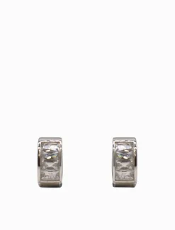 Lucienne Baguette Huggie Hoops Rhodium