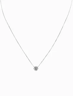 Lucienne Bezel Set Pendant Necklace Rhodium