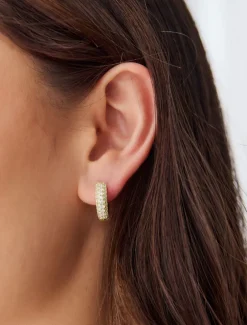 Lucienne Crusted Crystal Hoops Gold