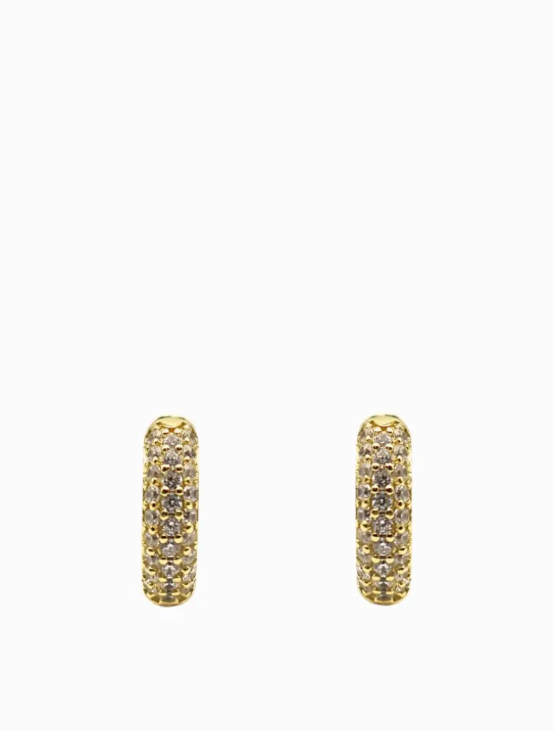 Lucienne Crusted Crystal Hoops Gold