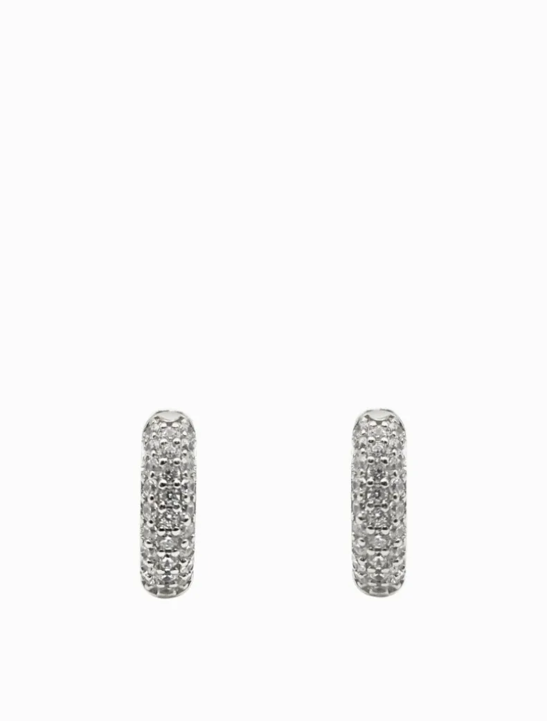 Lucienne Crusted Crystal Hoops Rhodium