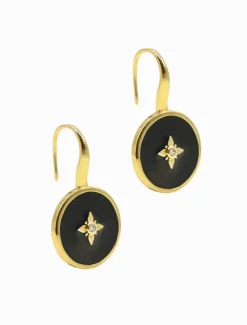 Lucienne Enamel and Crystal Hook Earring Black