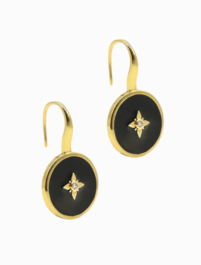 Lucienne Enamel and Crystal Hook Earring Black