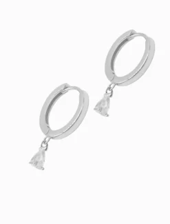 Lucienne Hoops with Cubic Zirconia Drop Rhodium