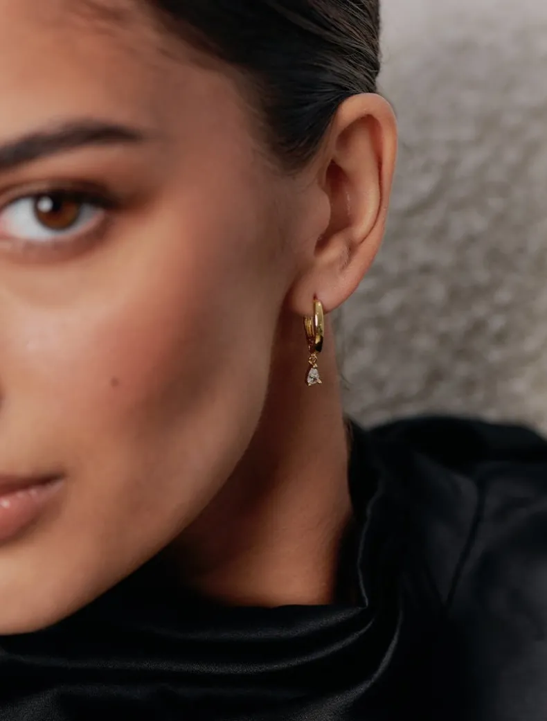 Lucienne Hoops with Cubic Zirconia Drop Gold