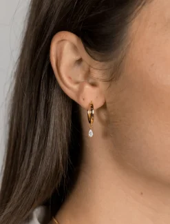 Lucienne Hoops with Cubic Zirconia Drop Gold
