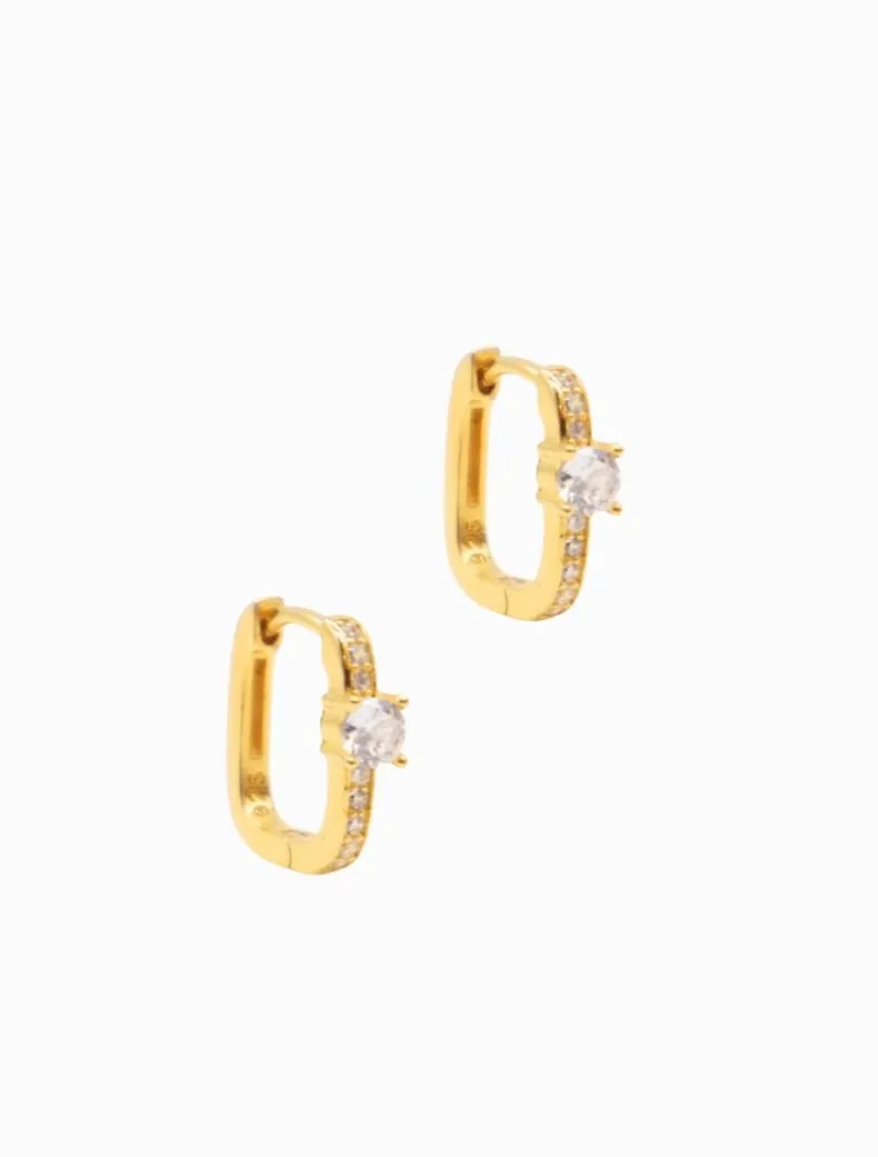 Lucienne Oblong Cubic Zirconia Hoops Gold