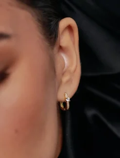 Lucienne Oblong Cubic Zirconia Hoops Gold