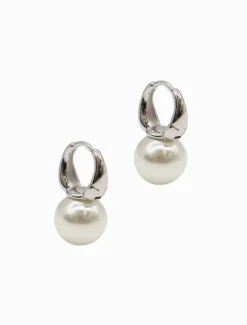 Lucienne Pearl Ball Huggies 925 Rhodium
