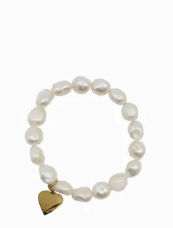 Lucienne Pearl Bracelet with Heart Disk