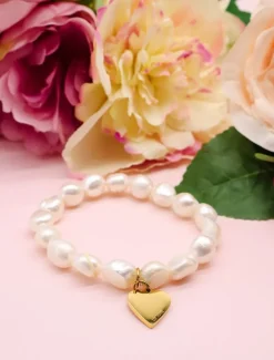 Lucienne Pearl Bracelet with Heart Disk